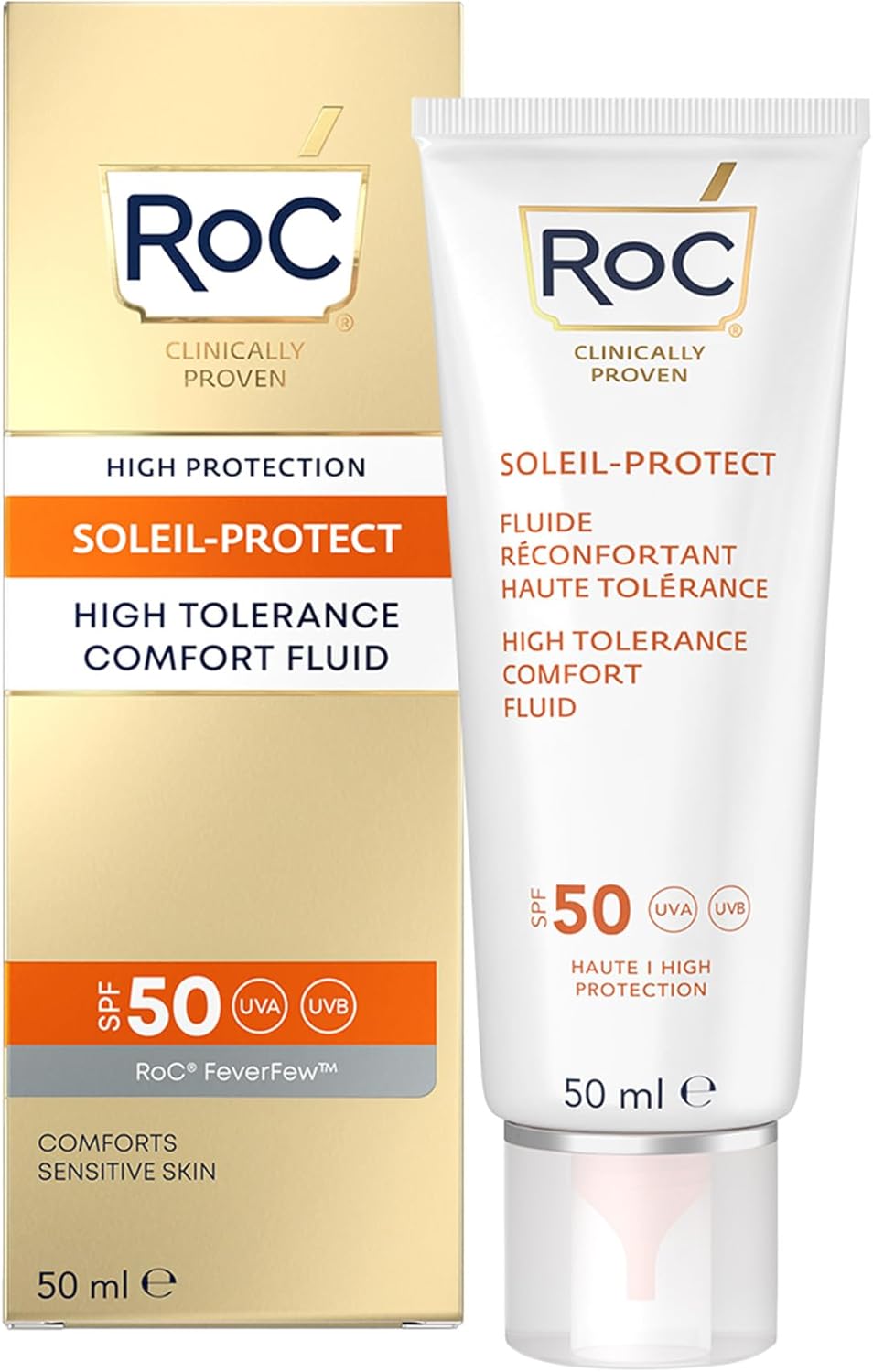 Soleil-Protect High Tolerance Comfort Fluid SPF 50 - Hydratant pour le Visage - Crème Solaire Hypoallergéniques - Peau Sensible - 50 ml
