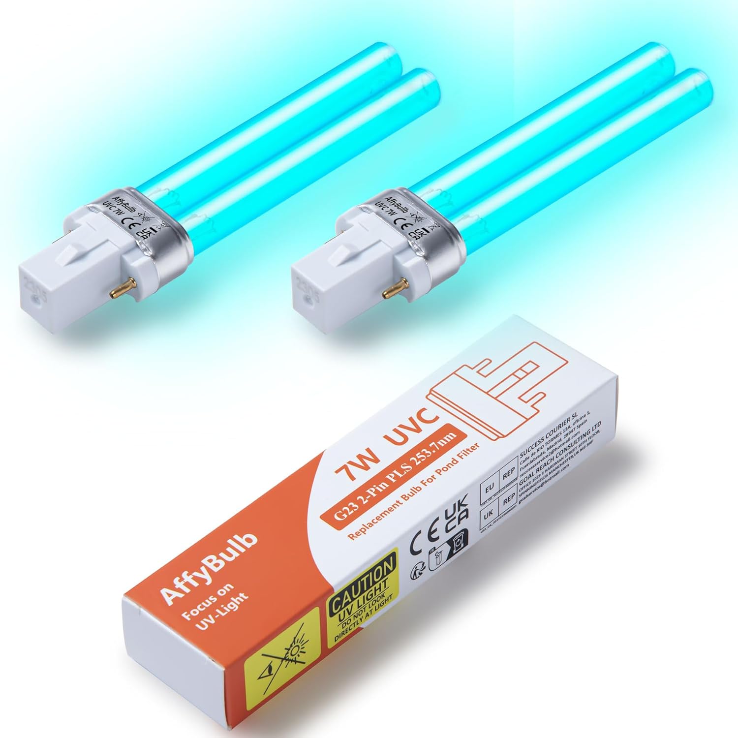 2 * 7W G23 PLS Ampoule UV de Remplacement, pour Machine à filtres UVC Pond ou clarificateurs