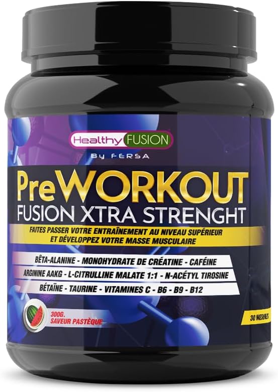 Puissant pré-entraînement pur avec Bêta-Alanine, L-Arginine, AAKG, Créatine, Caféine, Taurine - Améliore les performances physiques - Favorise la croissance musculaire - 300 g