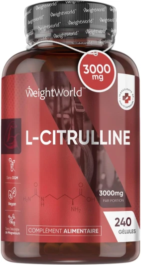 L Citrulline Preworkout 3000 mg - Alternative Citrulline Poudre - 240 Gélules Vegan - Acide Aminés Musculation - Idéal Pour Sportifs, Routine Active, Entraînement Sport - Sans Stéarate de Magnésium