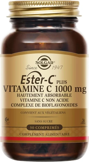 Ester-C® Plus 1000 mg - Défenses Immunitaires - Vitamine C - Antioxydants - Réduction de la fatigue - Immunité - Vitalité et énergie - Complément Alimentaire - Flacon de 30 comprimés