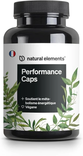 Performance Caps – 120 gélules de cafeine avec thé vert, guarana, café vert – et vitamines B – végane, hautement dosé, sans additifs inutiles – produit en Allemagne et testé en laboratoire