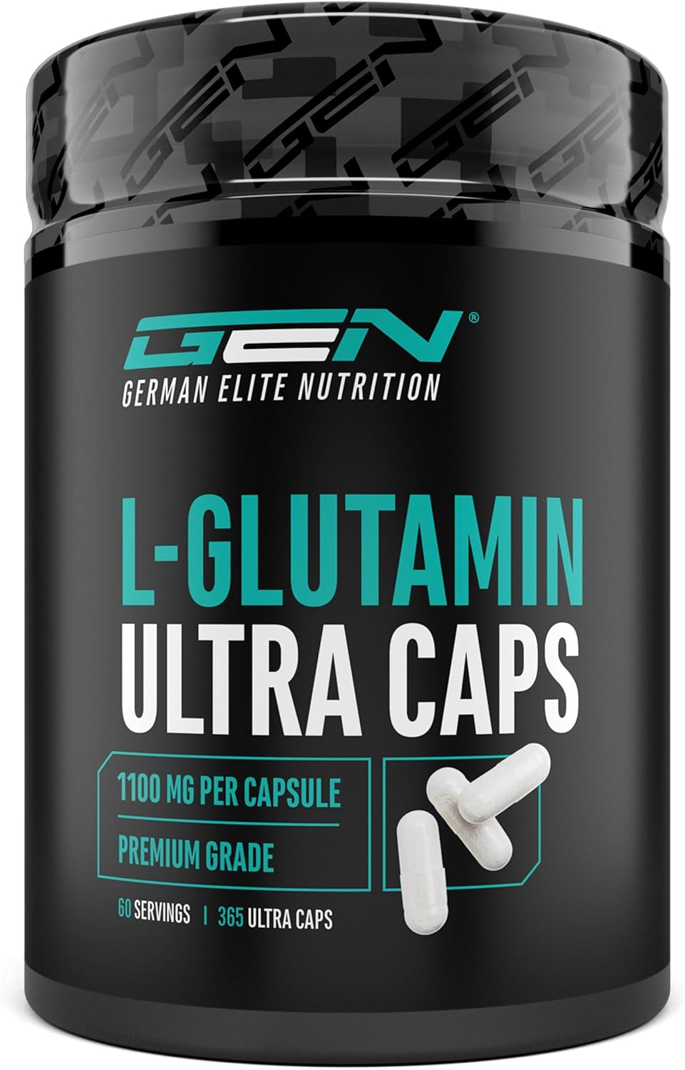 L-Glutamine - 365 Capsules - Dosage extra élevé avec 1100 mg par capsule - 6600 mg par portion journalière - L-Glutamine pure et ultra-fine - Sans additifs indésirables