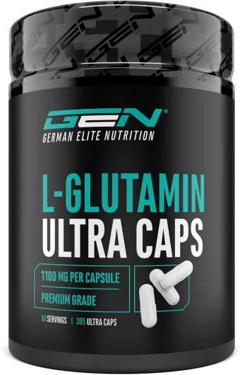 L-Glutamine - 365 Capsules - Dosage extra élevé avec 1100 mg par capsule - 6600 mg par portion journalière - L-Glutamine pure et ultra-fine - Sans additifs indésirables