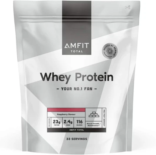 Marque Amazon - Amfit Nutrition Protéine de lactosérum en poudre, framboise, 33 portions, 1 kg (paquet de 1)