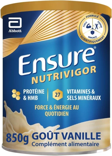 NutriVigor - Complément alimentaire avec protéines, 27 vitamines et minéraux et HMB - Pour une alimentation saine et équilibrée - Vanille- 1 x 850 g