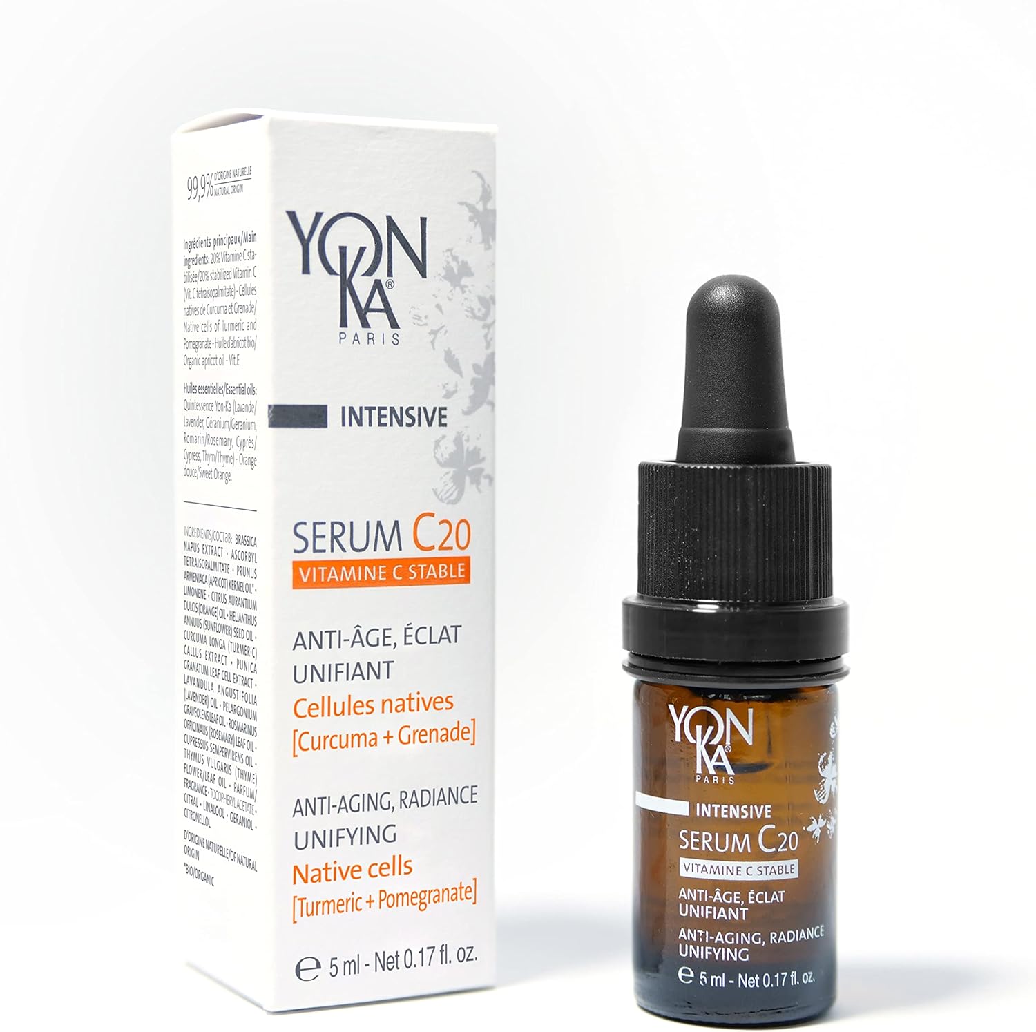 Serum Vitamine C Yonka 5ml - Puissante Action - Texture Huile - Anti-Âge, Éclat et Unifiant Illumine et Réduit les Tâches - 20% de Vitamine C Stable - 99,9% d'Ingrédients d'Origine Naturelle