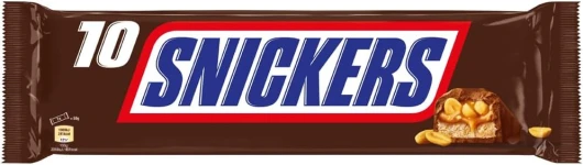 Barre Chocolat au Lait, Cacahuètes & Caramel - 10 x 50g - Sachet de 10 Barres Chocolatées - Grand Format - 500g