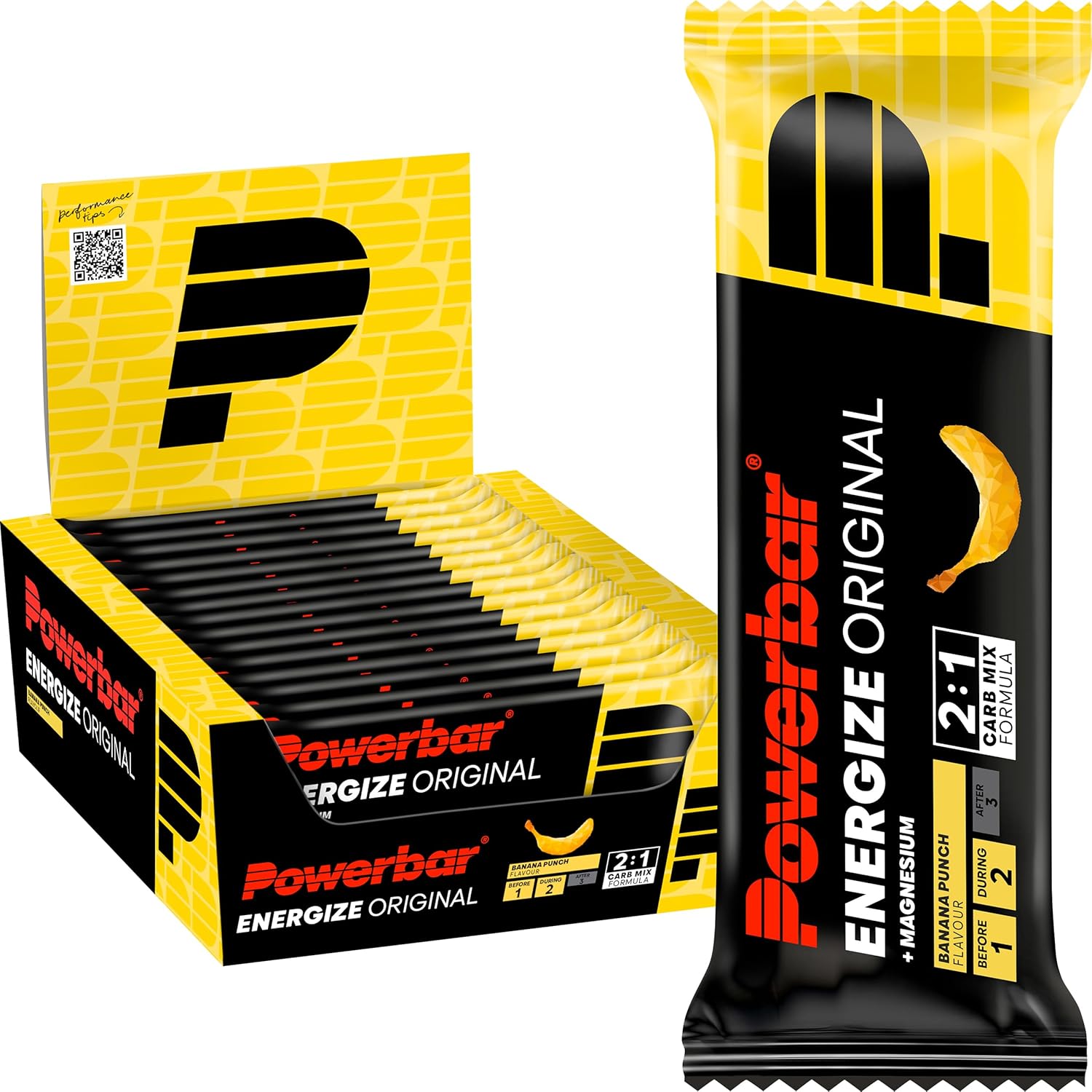 Energize Original Banana Punch 15x55g - Barre Énergétique à Haute Teneur en Carbone + C2MAX Magnésium et Sodium