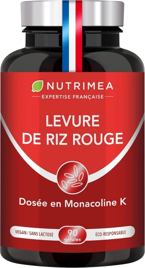 LEVURE DE RIZ ROUGE - Dosée en Monacoline K - 175 mg - Enrichie en Coenzyme Q10, Statines Naturelles, Soutien cardiovasculaire- 90 Gélules Vegan Gastro-Résistantes - Nutrimea - Fabrication Française