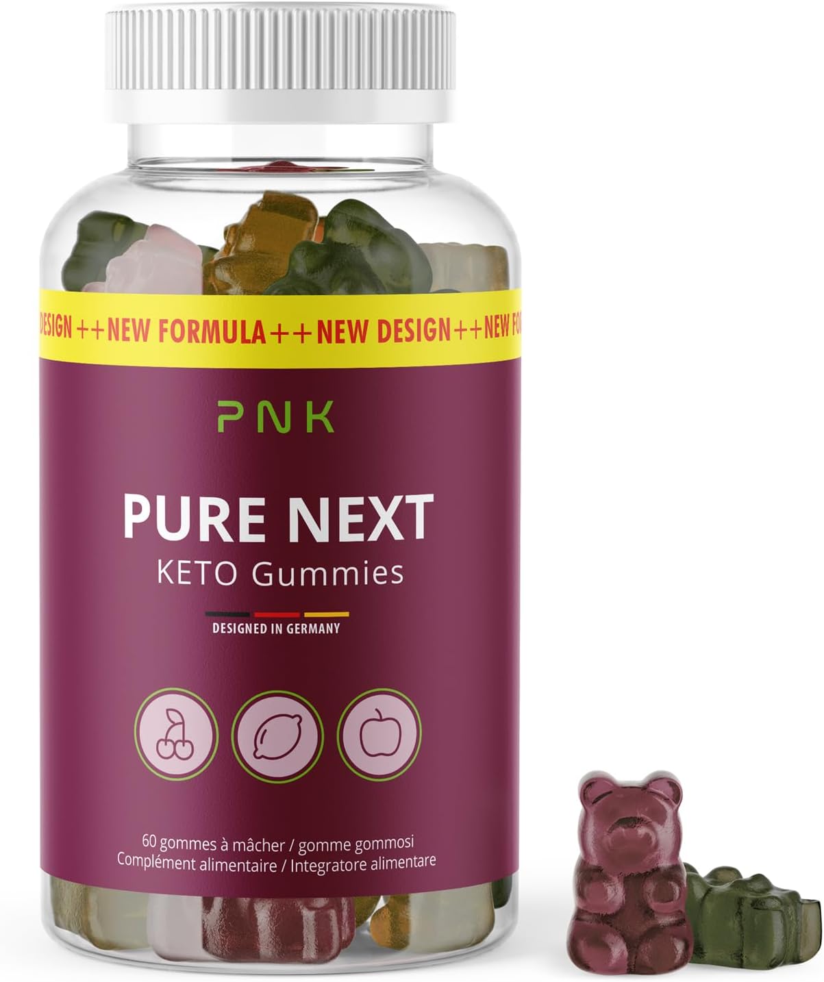 Pure Keto Gummies - Qualité pour hommes et femmes - Idéal pour accompagner ton objectif - 60 gommes dans un maxipack - 1x