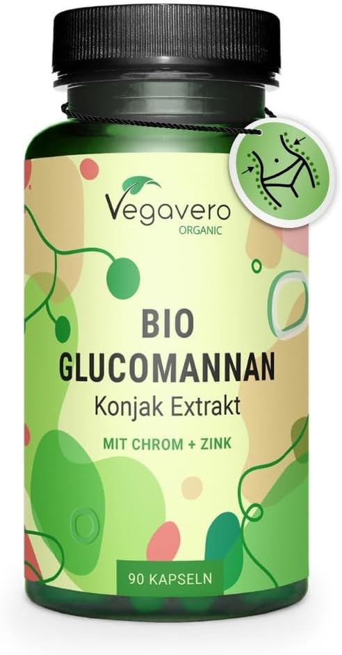 Konjac BIO 4210 mg - Avec 95% Glucomannane + Zinc et Chrome - Dosage Elevé - 90 Gélules - Vegan & Sans Additifs - Vegavero®