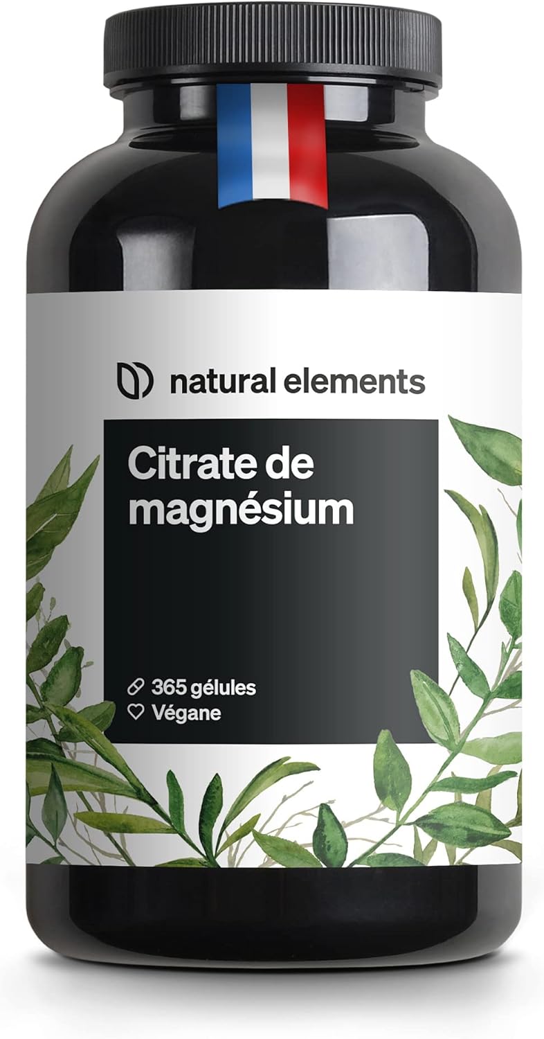 Citrate de magnésium premium – 2320mg, dont 360mg de magnésium élémentaire par dose journalière - 365 gélules véganes– hautement dosé – contrôlé en laboratoire, sans additifs, produit en Allemagne