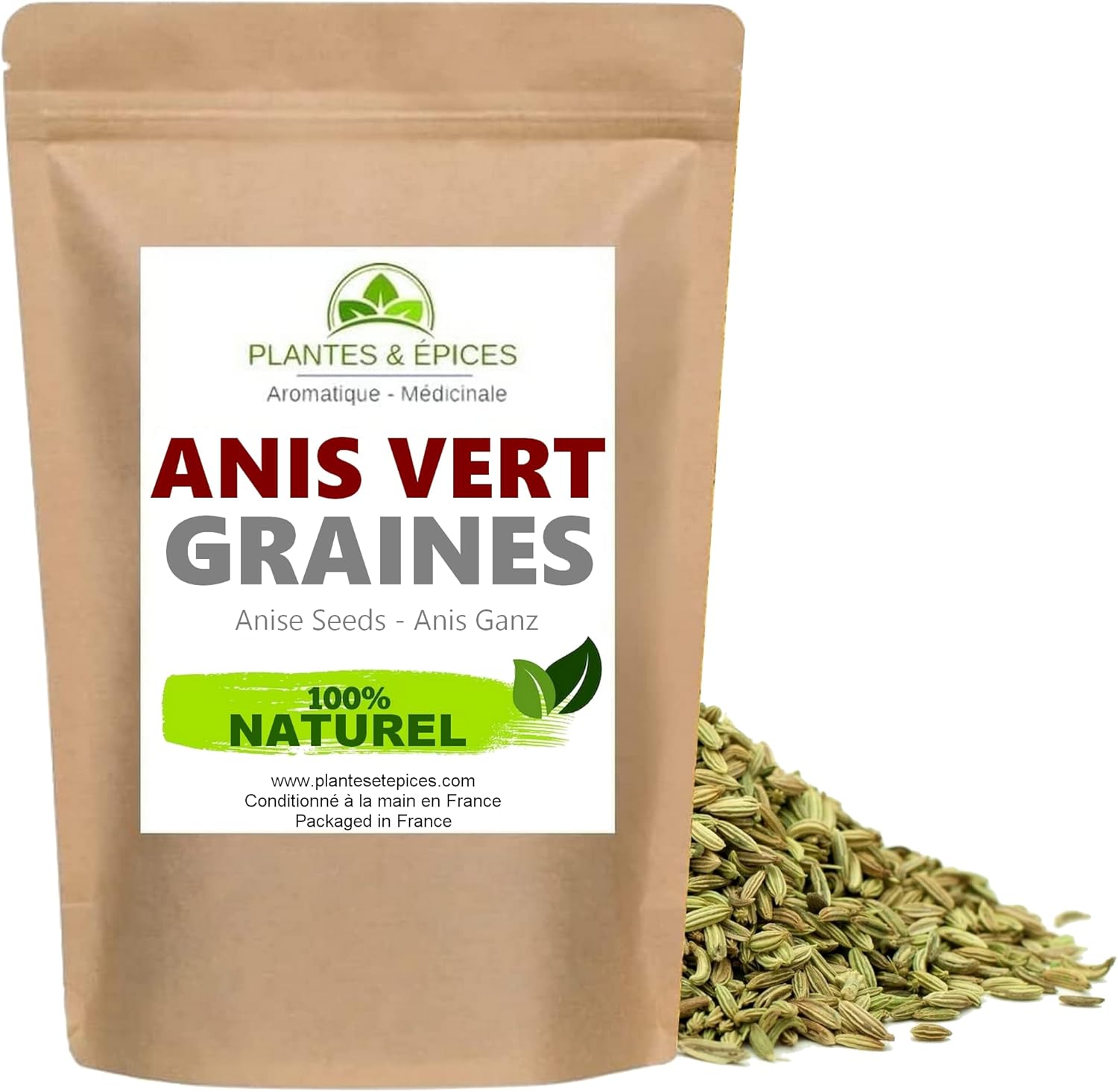 Plantes & Epices - Graines d'Anis Vert en graines Qualité BIO - Sachet Fraîcheur Biodégradable Refermable (50g)