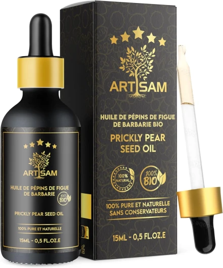 MEILLEURE HUILE ANTI-AGE HUILE DE PÉPINS DE FIGUE DE BARBARIE BIO - Top 1 des soins anti-rides et anti-cernes - Pressé à froid Certifiée 100% Bio Pure et Naturelle - Extra Vierge 15 mL Vegan