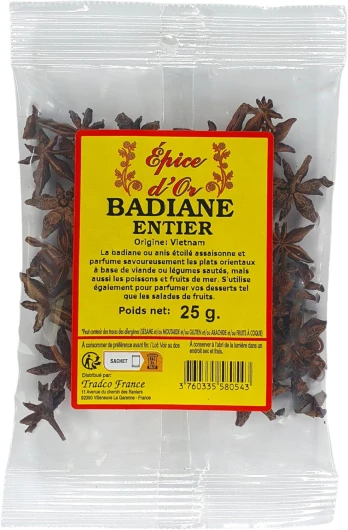 Anis Étoilé 25g - Epice d'Or, Badiane, Qualité Supérieure, Saveur Intense, Authentique et Naturel, Sans Colorant, Sans Additifs Ni Conservateurs
