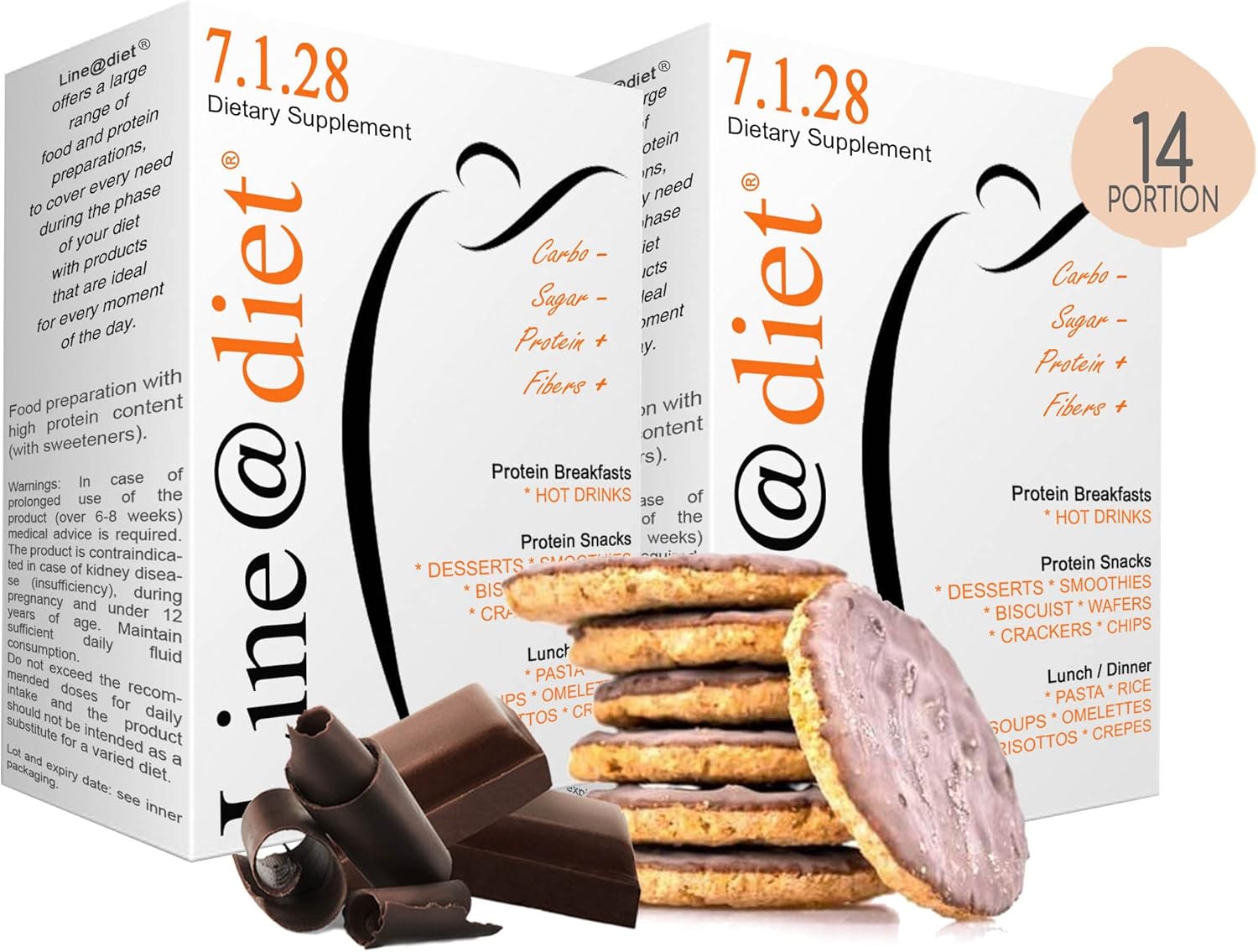 BISCUITS PROTÉINÉS Line@diet - 14x4 biscuits goût ENROBÉ de CHOCOLAT - 26% PROTEIN - Fit Snack