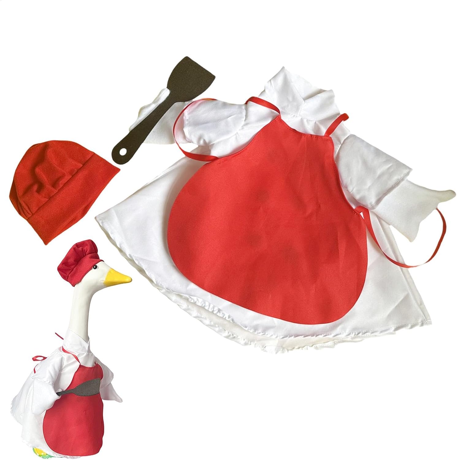 Vêtements d'oie, complément oriental, complément oriental en plein air en plein air, statue de dessin animé patio animal de compagnie tenue de chef pour le printemps, l'extérieur, la terrasse, la