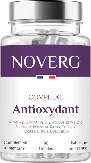 Antioxydant - Anti-Age Puissant + Belle Peau + Booster de Collagène - Vitamines C & E, Zinc, CoEnzyme Q10, Sélénium, Pépins de raisin - Vegan - 90 Gélules - Cure de 45 jours - Fabriqué en France