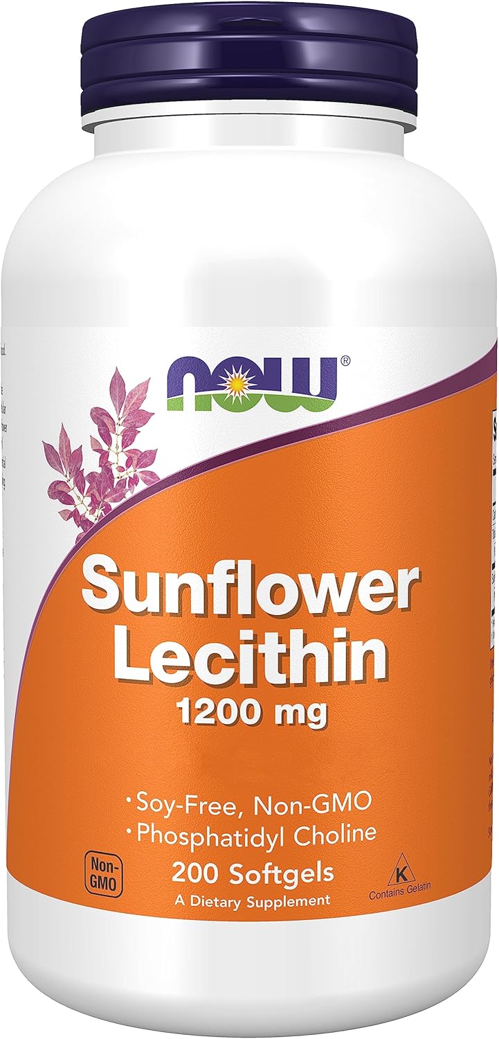 Foods, Sunflower Lecithin (Lécithine de Tournesol), 1.200 mg, 200 Capsules molles, Testé en Laboratoire, Sans Gluten, Sans Soja