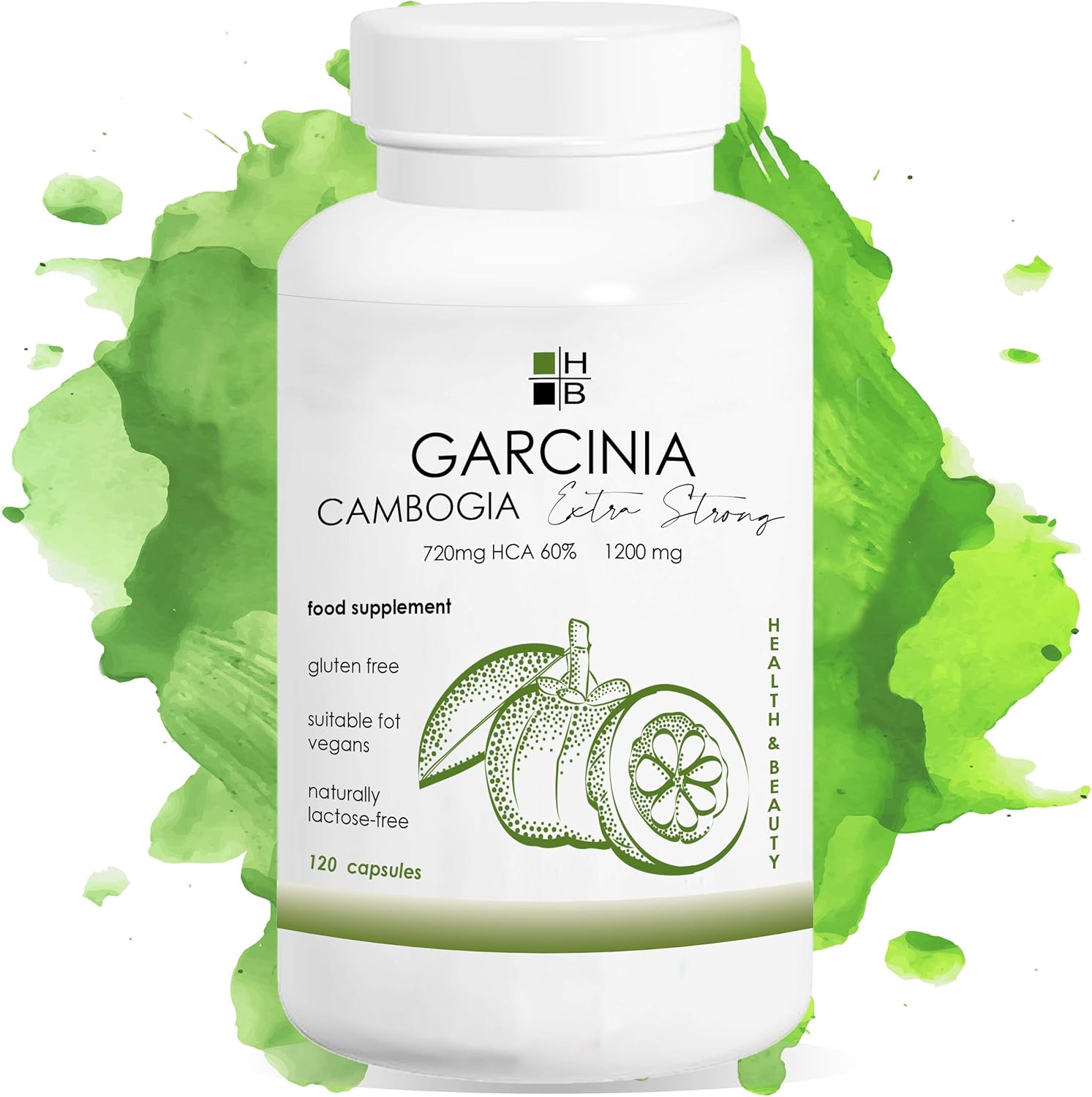 GARCINIA CAMBOGIA extra fort HB - 1200 mg - 720 mg HCA - 120 capsules - produit italien