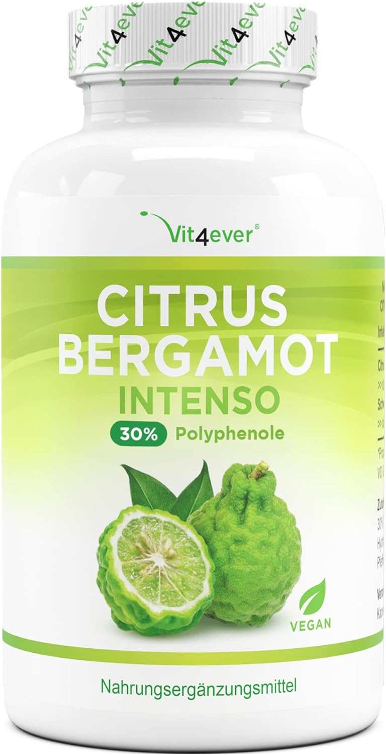 Citrus Bergamot - 120 gélules hautement dosées à 760 mg chacune - Premium : 30% polyphénols + pipérine - Croisement de citron et d'orange amère - Vegan