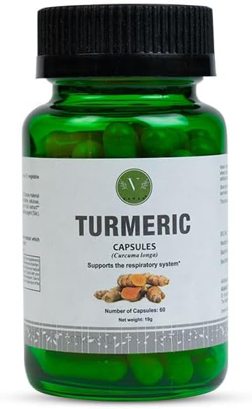 Capsules de Curcuma Vanan - Curcumine pure et poivre noir - Supplément de curcuma à base de plantes pour la peau et le système respiratoire