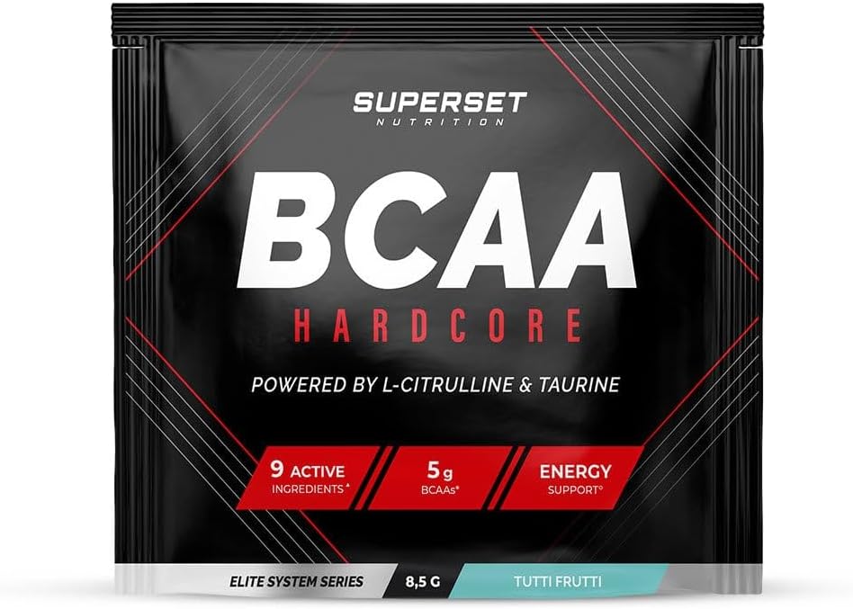 Bcaa Hardcore (360g) - BCAA en poudre (acides aminés) - Ratio 2:1:1 optimal pour l'anabolisme - Formule explosive de BCAA + Citrulline, Taurine et vitamines - Tutti Frutti
