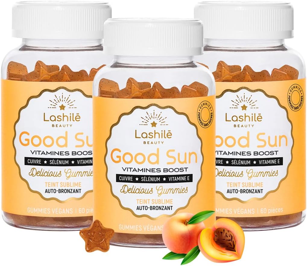 Good Sun - Autobronzant et Préparateur Solaire - Compléments Alimentaires- Efficacité Prouvée - Made in France - Vitamine E, Bêta-carotène, Vitamine A - Cure 3 mois - 180 Gummies