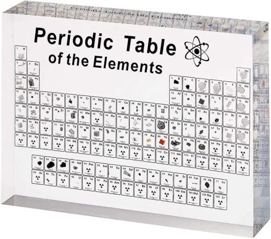 SnyBoo Tableau Périodique Avec Éléments Réels - 83 Éléments en Acrylique - Cadeau pour Étudiant et Chimiste