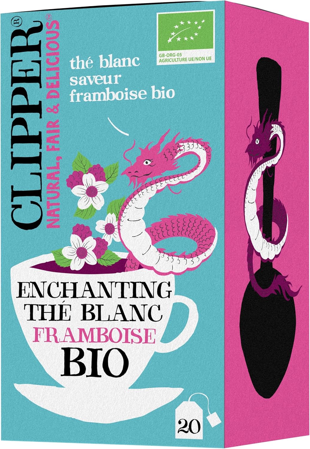 CLIPPER - Thé Blanc Bio - Framboise- Ingrédients 100% Naturels - 20 Sachets De Thé Bio - 1 Paquet