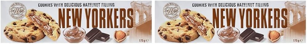 The Biscuit Collection Cookies au chocolat et noisettes - New Yorkers - Le paquet de 175 g (Lot de 2)