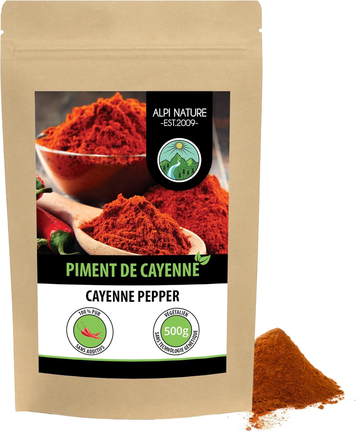 Piment de Cayenne moulu (500g), poudre de poivre de cayenne, 100% naturel, très piquant, piment de cayenne délicatement séché et moulu, sans additifs