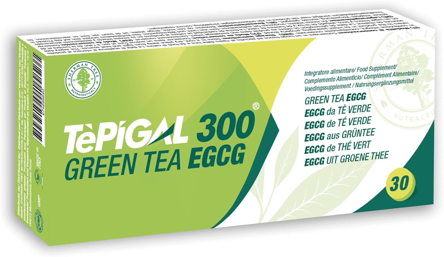 Tepigal 300 : EGCG (épigallocatéchine) Pureté ≥ 95% - Dosage Clinique 300 mg - Boost métabolisme, énergie, Focus - Fabriqué en Italie