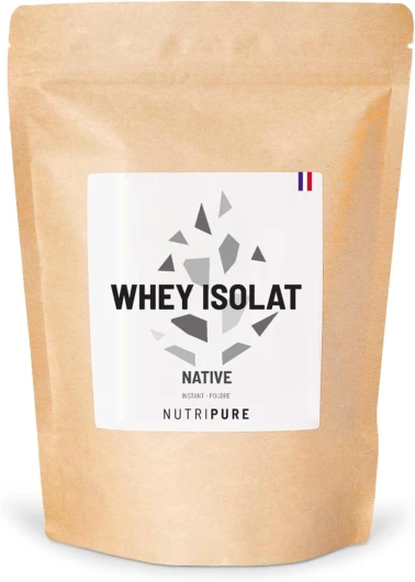 Whey Isolate Native en Poudre - Complément Alimentaire à base de Protéines de Lait - Développement Musculaire & Musculation - 94% Protéines, 25% BCAA, 52% EAA - Neutre - 750 gr - France