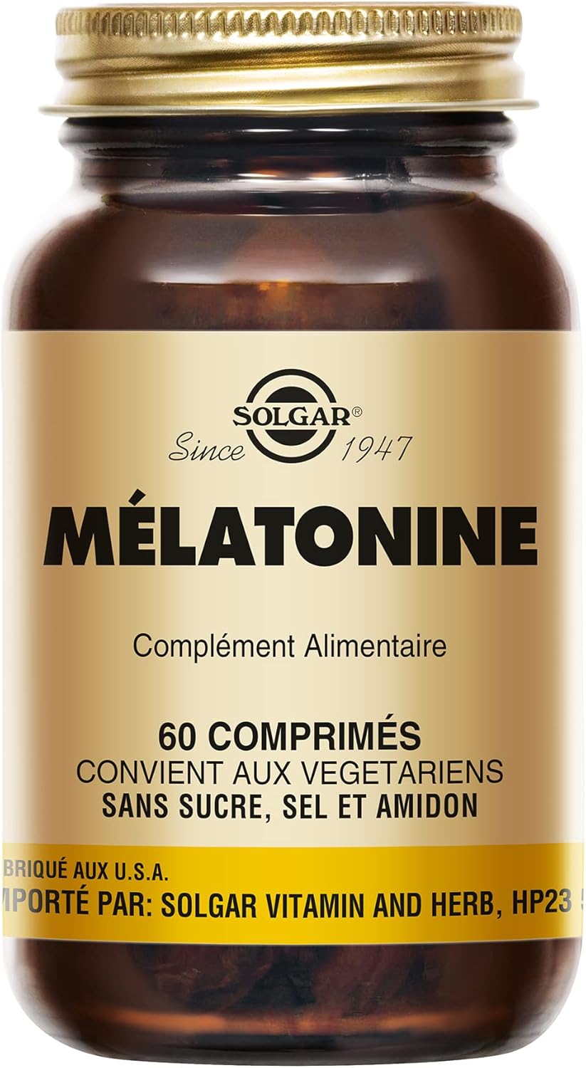 Mélatonine 1mg - Sommeil - Facilite l'endormissement - Atténue les effets du décalage horaire - Complément Alimentaire - Flacon de 60 comprimés