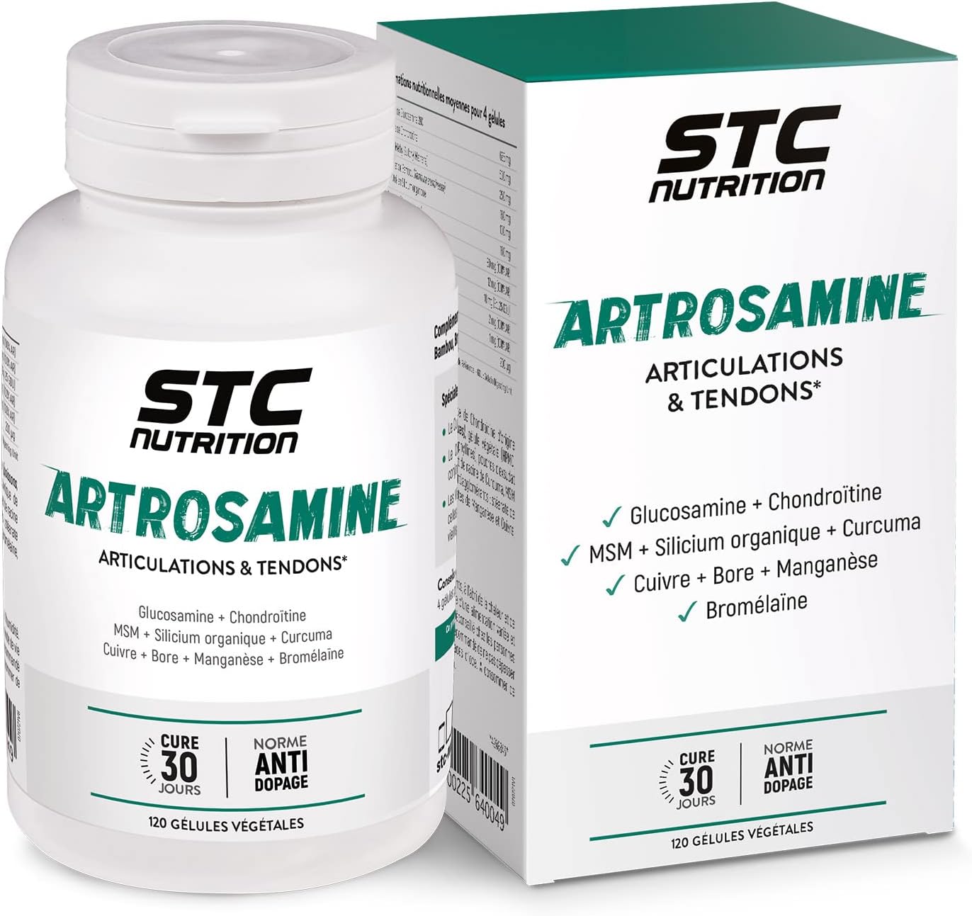 Artrosamine - Résistance des articulations - Souplesse des tendons - 120 Gélules végétales - Sans Gluten - Cure 30 jours