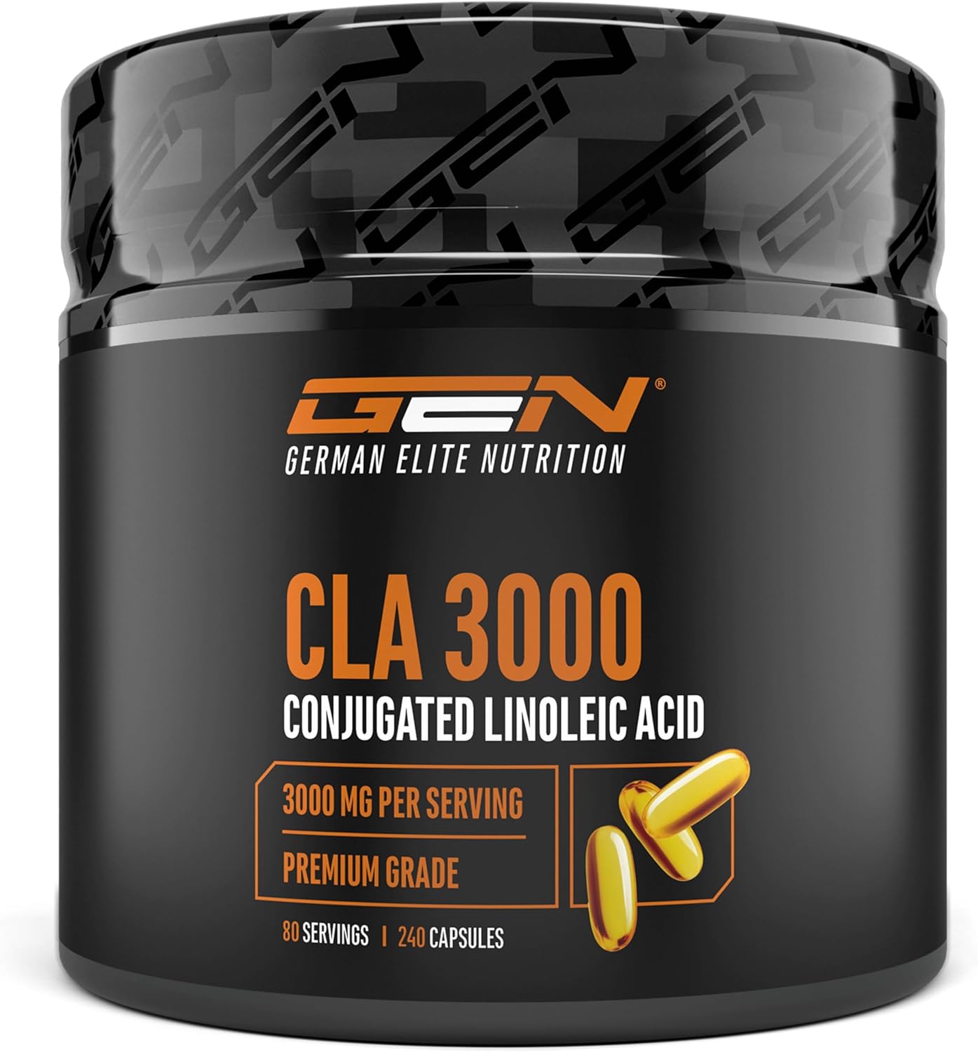 CLA - 240 capsules de 1000 mg chacune - Fortement dosé avec 3000 mg par portion journalière - Acide linoléique conjugué acide gras