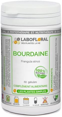 Bourdaine Labofloral 50 gélules dosées à 250 mg - Complément alimentaire - Laxatif naturel, constipation - Fabriqué en france