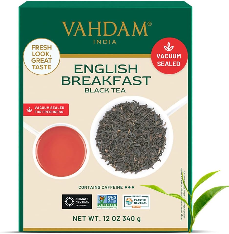 , Thé Noir English Breakfast (340g, 170+ Tasses) Thé En Vrac Fort, Riche Et Aromatique - Thé À Feuilles Longues En Vrac - Directement De La Source En Inde