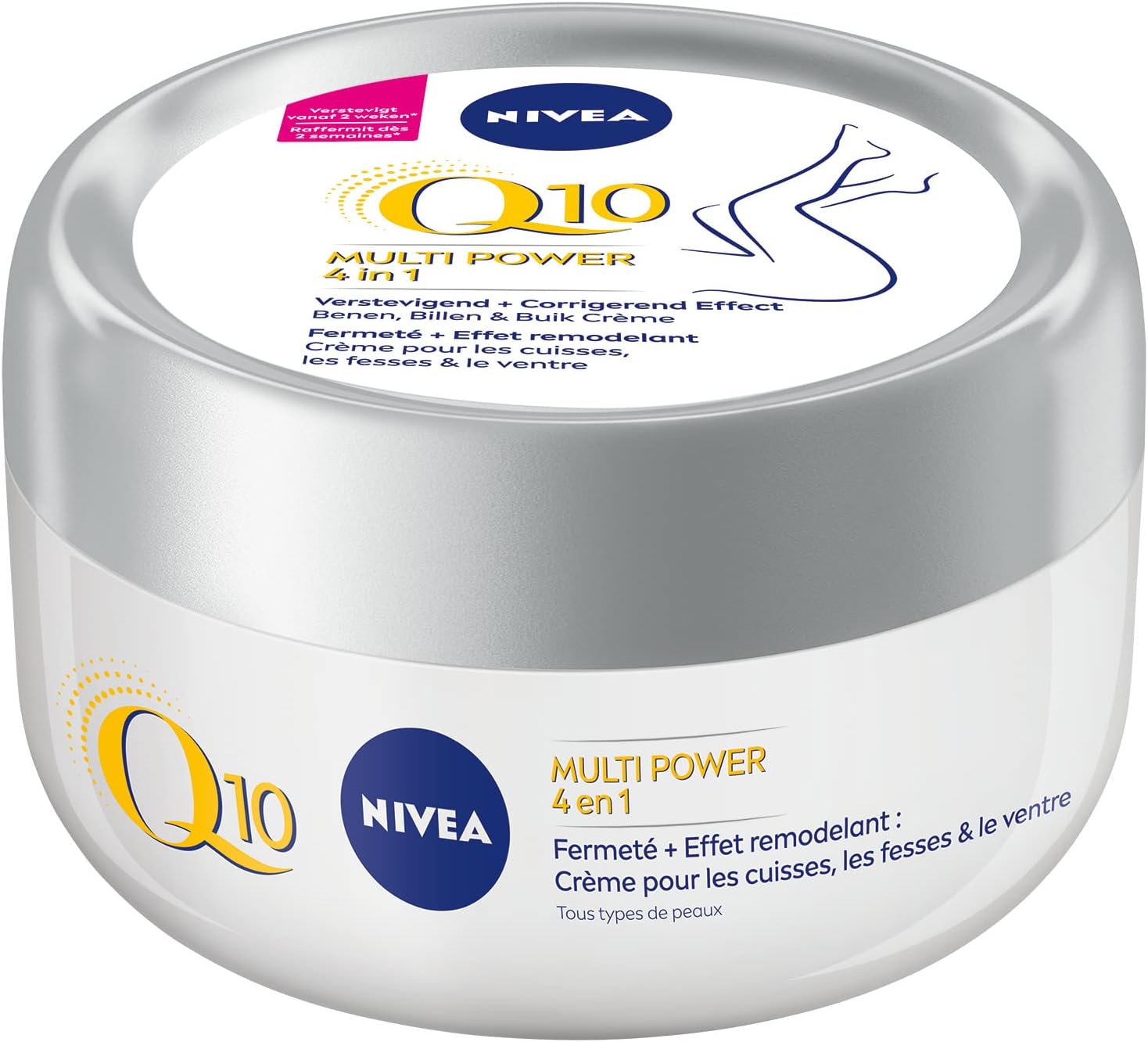 Q10 Baume corporel 4-en-1 Fermeté + Remodelant (1 x 300 ml), Soin du corps raffermissant et intensément hydratant, Crème pour le corps au Q10 et Extrait de Soja