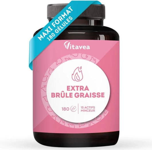 Complexe 15 Actifs, Action 4 en 1 - Thé Vert, Guarana, Queue de Cerises, L Carnitine, Konjac, Chrome, Nopal, Fenouil, L-Tyrosine, Gingembre - 180 gélules, 3 mois - Fabriqué en France - Vitavea