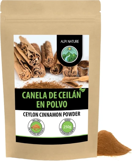 Cannelle de Ceylan (250g), cannelle en poudre, produit 100% naturel, cannelle déshydratée et moulue en douceur, bien entendu sans additifs, végétalienne