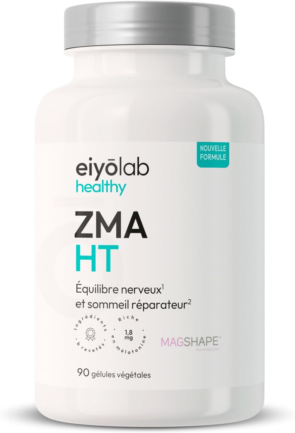 ZMA HT - Zinc Bisglycinate + Magnésium + Mélatonine - Dosage Optimal - Facilite l’endormissement et la Récupération Musculaire - 90 Gélules - Fabriqué en France - Eiyolab