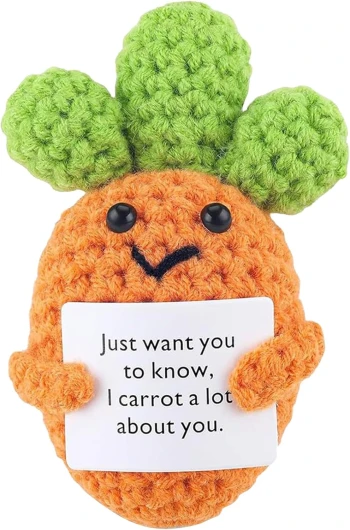 Carotte de Soutien Emotionnel, 11,5 x 5 cm Carotte De Soutien Émotionnel, Mini Carotte Drôle et Mignon avec Carte Positive, Jouet Carotte pour la Décoration de Fête, Maison