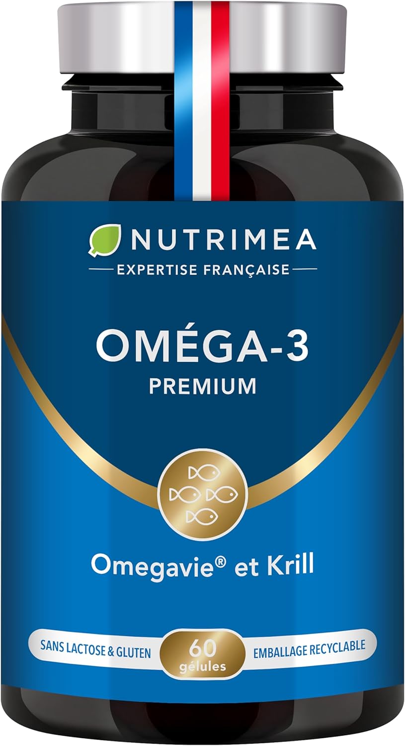 Omega 3 & Krill d'Antarctique - Breveté Omegavie® - Huile de Poissons Sauvages - Antioxydant Naturel - Cognition & Système Immunitaire - Concentré en Astaxanthine - Fabrication Française - Nutrimea