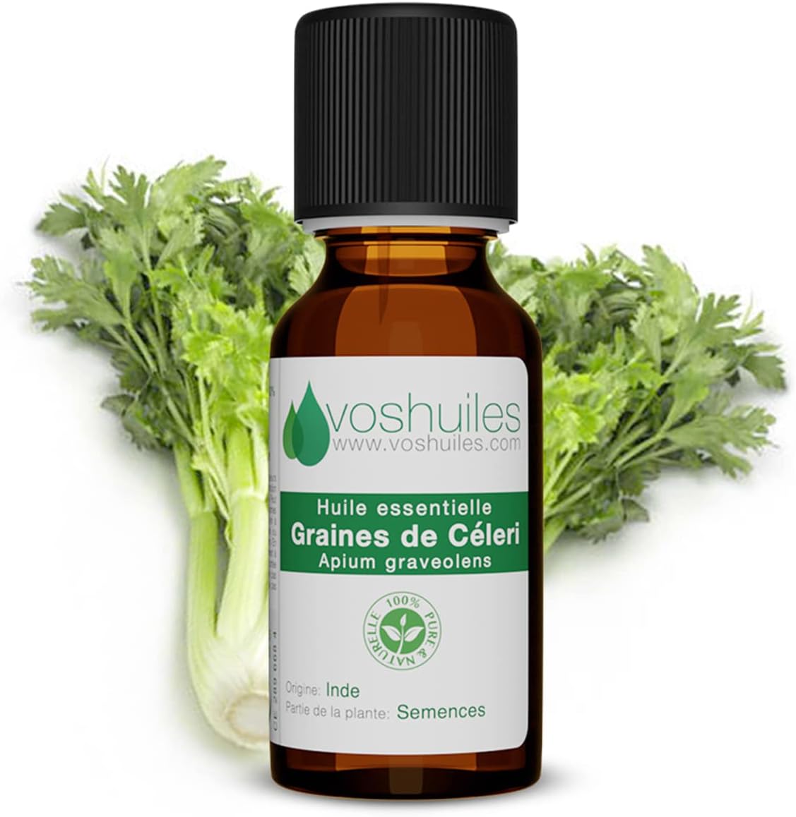 Voshuiles - Huile Essentielle Graines de Céleri - 10ml - 100% Pure et Naturelle - HEBBD - Utilisation en Massage dans Huile Végétale - Traçabilité et Qualité - Entreprise Française