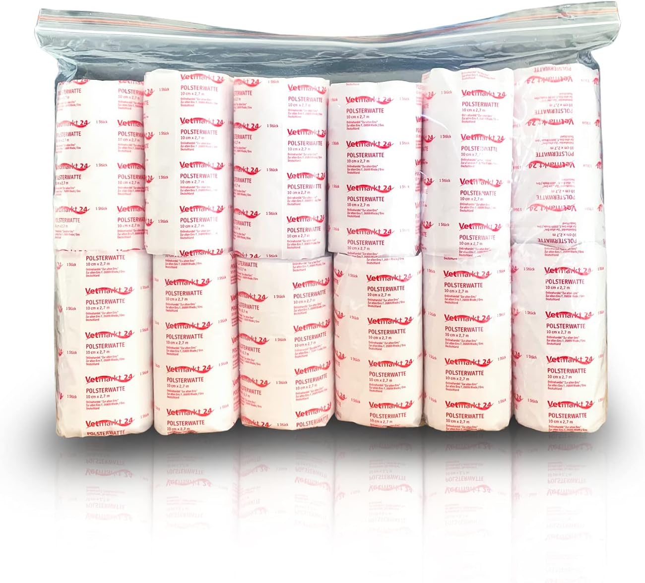 Vetmarkt24 Lot de 12 bandes rembourrées blanches - Base pour pansements - Particulièrement doux et agréable pour la peau - 10 cm x 2,7 m