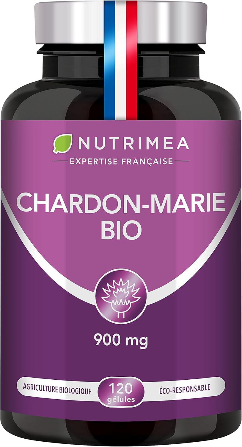 Chardon Marie BIO - Poudre de Graines Pure Sans Excipient - Complément Foie Triple Action : Détoxification, Protection & Renforcement - Nutrimea - 120 Gélules Vegan - Fabriqué en France