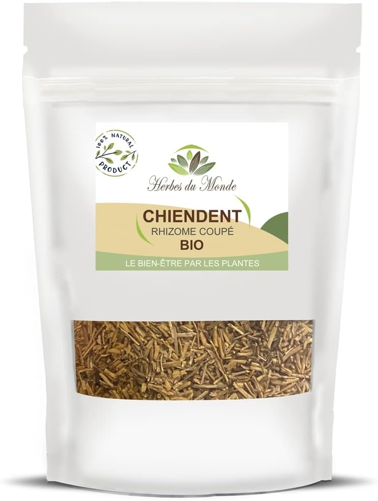 Chiendent BIO Rhyzome coupée 100g – Tisane Diurétique & Drainante, Purifie, Soutien Urinaire, Infusion Organic Certifiée AB, Contrôle Qualité/Conditionné en France - 1 sachet